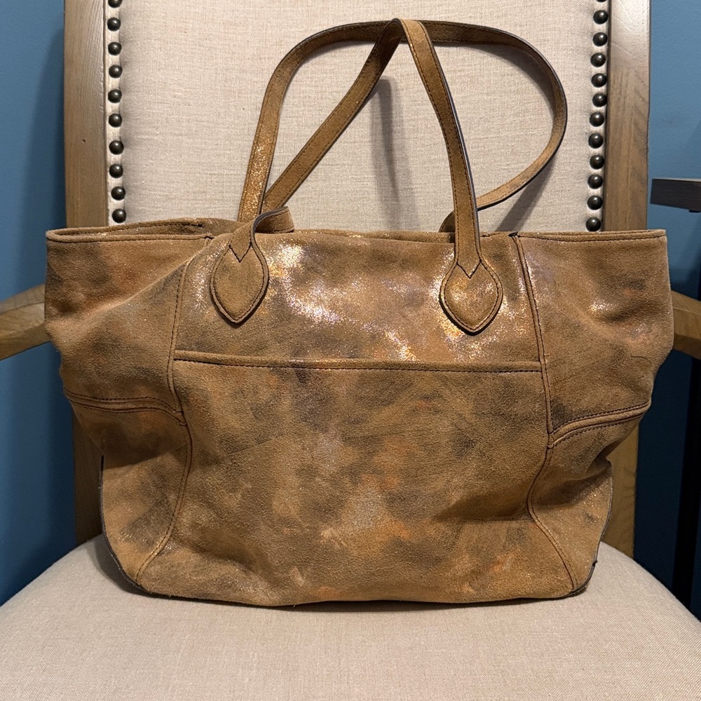 Aimee Kestenberg “Chelsea” Metallic Brown Suede Large Tote